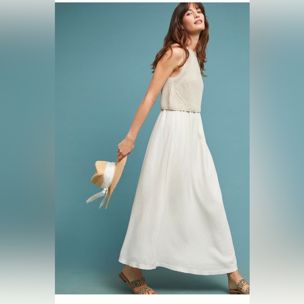 Anthropologie Moth Linen and Knot maxi tank dress